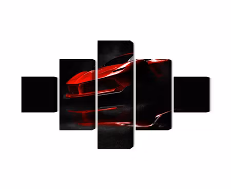 Canvastavla - Multipart Red Sports Car D