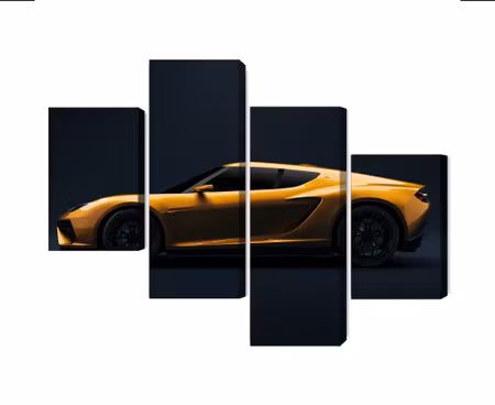 Canvastavla - Multipart Yellow D Sports Car