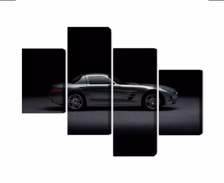 Canvastavla - Multipart Sports Car on a Dark