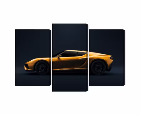 Canvastavla - Multipart Yellow D Sports Car
