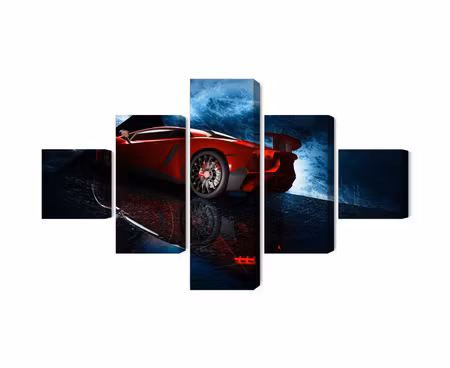Canvastavla - Multipart Sports Car on an Abstract