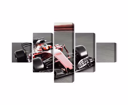 Canvastavla - Multipart Formula Car on the Track