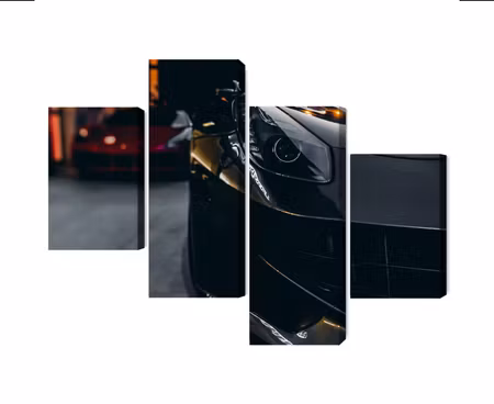 Canvastavla - Multipart Front of a Black Sports
