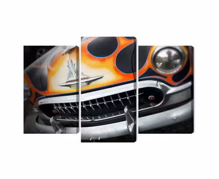 Canvastavla - Multipart Antique Car with Flames