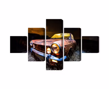 Canvastavla - Multipart Old Abandoned Car D