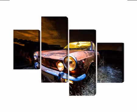 Canvastavla - Multipart Old Abandoned Car D