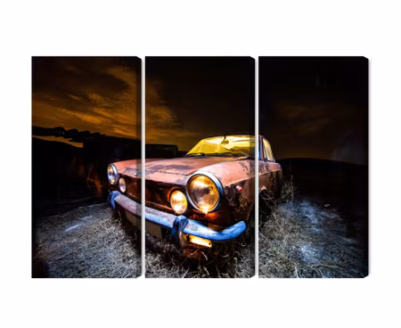 Canvastavla - Multipart Old Abandoned Car D