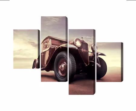 Canvastavla - Multipart Vintage Car with a D
