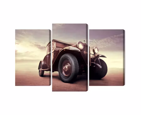 Canvastavla - Multipart Vintage Car with a D