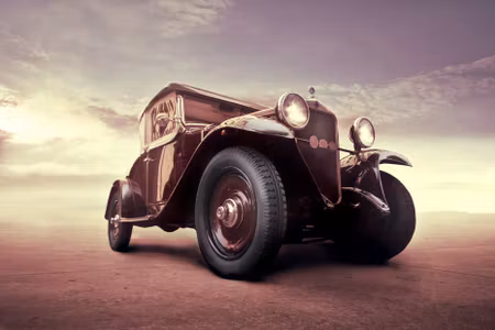 Canvastavla - Multipart Vintage Car with a D