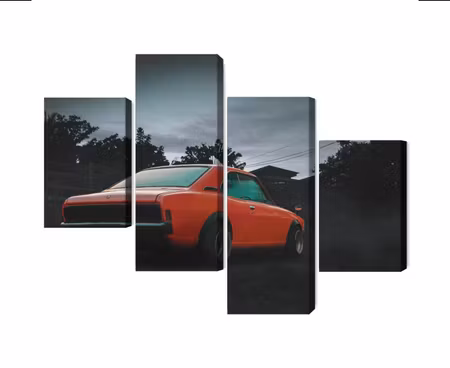 Canvastavla - Multipart Orange Retro Car