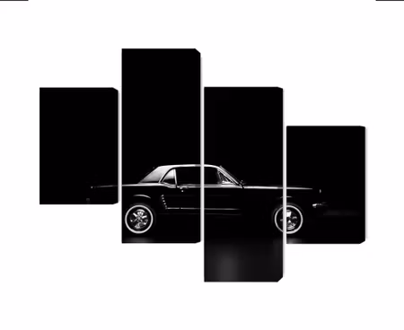 Canvastavla - Multipart Black Retro Car on a Dark