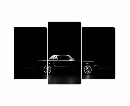 Canvastavla - Multipart Black Retro Car on a Dark