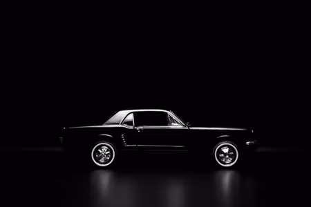 Canvastavla - Multipart Black Retro Car on a Dark