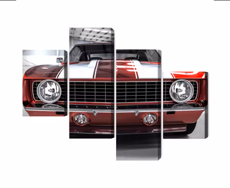 Canvastavla - Multipart a Red Muscle Car in a
