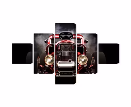 Canvastavla - Multipart Hot Rod Car on a Smoke