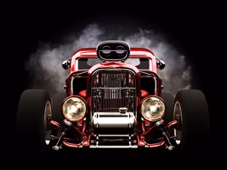 Canvastavla - Multipart Hot Rod Car on a Smoke