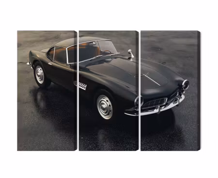 Canvastavla - Multipart Vintage Black Sports Car