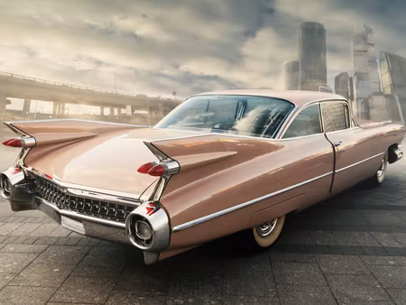 Canvastavla - Multipart Vintage Style Car in the
