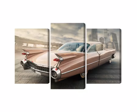 Canvastavla - Multipart Vintage Style Car in the
