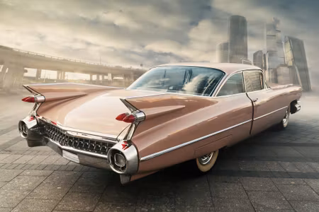 Canvastavla - Multipart Vintage Style Car in the