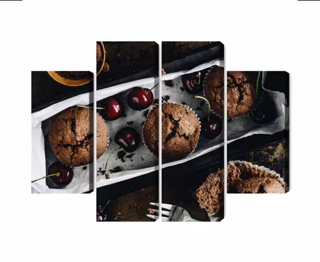 Canvastavla - Multipart Muffins with Cherries