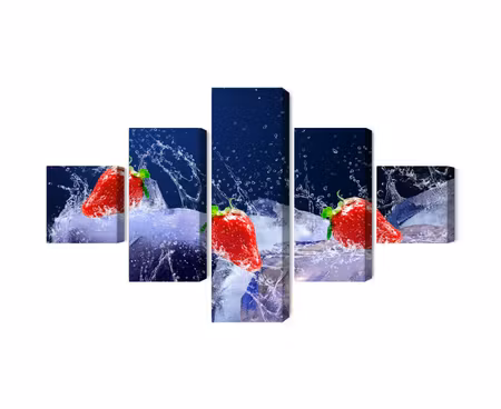 Canvastavla - Multipart Strawberries on Ice