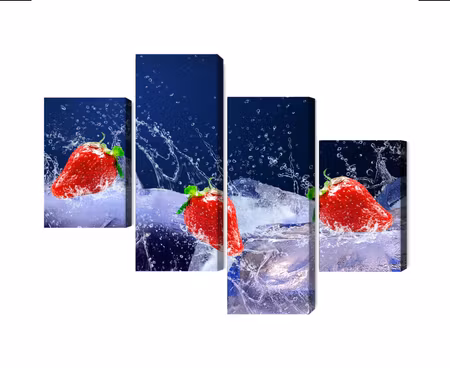 Canvastavla - Multipart Strawberries on Ice