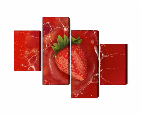 Canvastavla - Multipart Juicy Strawberry