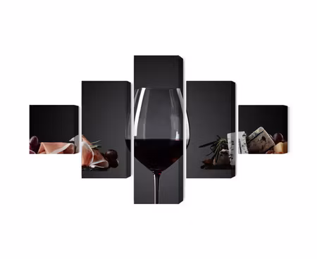 Canvastavla - Multipart a Glass of Red Wine
