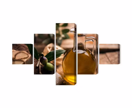 Canvastavla - Multipart a Bottle of Olive Oil