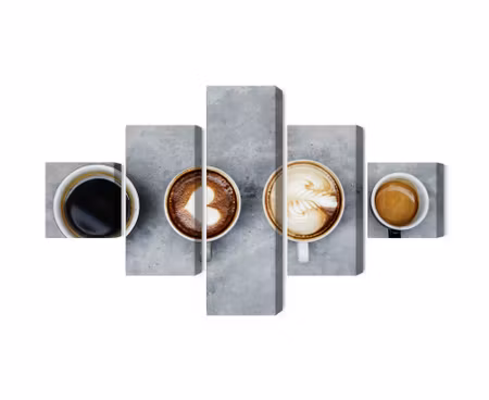 Canvastavla - Multipart Cups with Coffee
