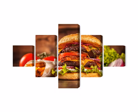 Canvastavla - Multipart Homemade Hamburger