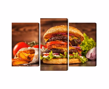 Canvastavla - Multipart Homemade Hamburger
