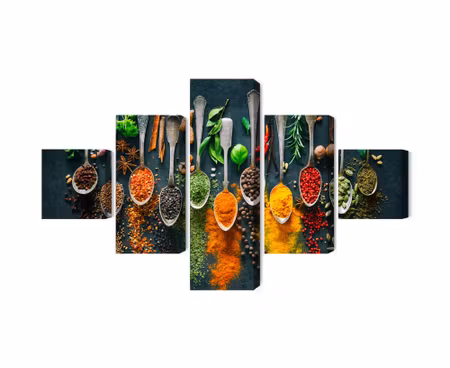 Canvastavla - Multipart Herbs and Spices on Spoons