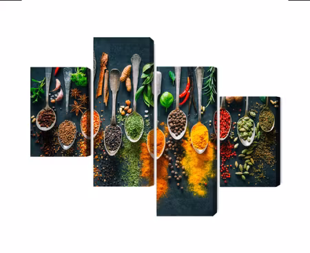 Canvastavla - Multipart Herbs and Spices on Spoons
