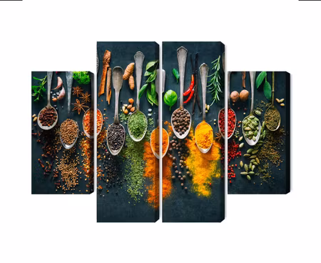 Canvastavla - Multipart Herbs and Spices on Spoons