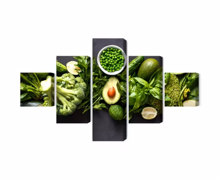 Canvastavla - Multipart Green Vegetables