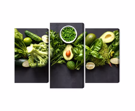 Canvastavla - Multipart Green Vegetables