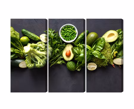 Canvastavla - Multipart Green Vegetables