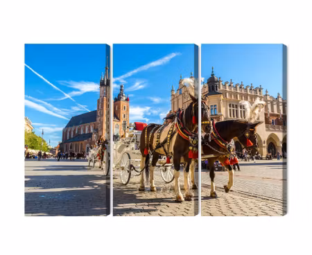 Canvastavla - Multipart Horse Carriages on the