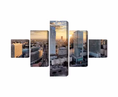 Canvastavla - Multipart Warsaw Skyscrapers At