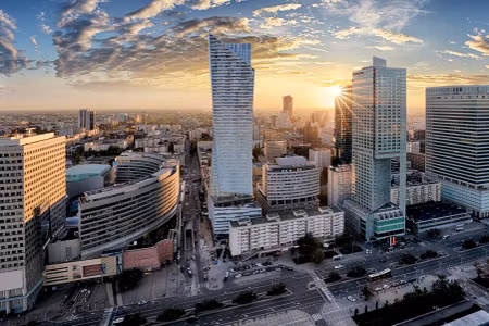 Canvastavla - Multipart Warsaw Skyscrapers At