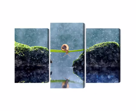 Canvastavla - Multipart Snail in the Rain