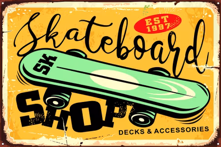 Canvastavla - Skateboard and Retro Lettering