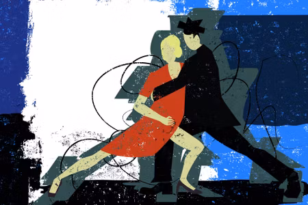 Canvastavla - Dancing Couple on an Abstract