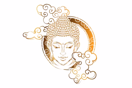 Canvastavla - Buddha Looking Through the Clouds
