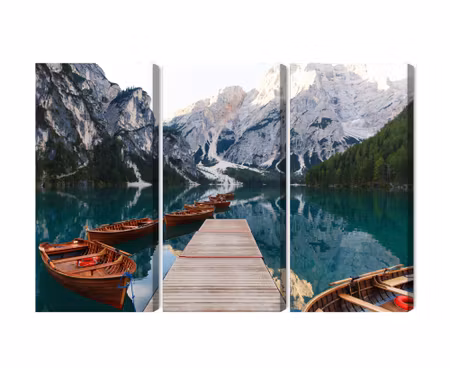 Canvastavla - Multipart Lake Braies in Italy