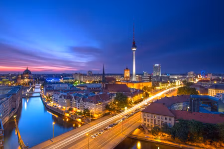 Canvastavla - Multipart Berlin Panorama At Sunset