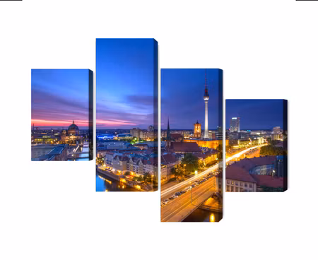 Canvastavla - Multipart Berlin Panorama At Sunset
